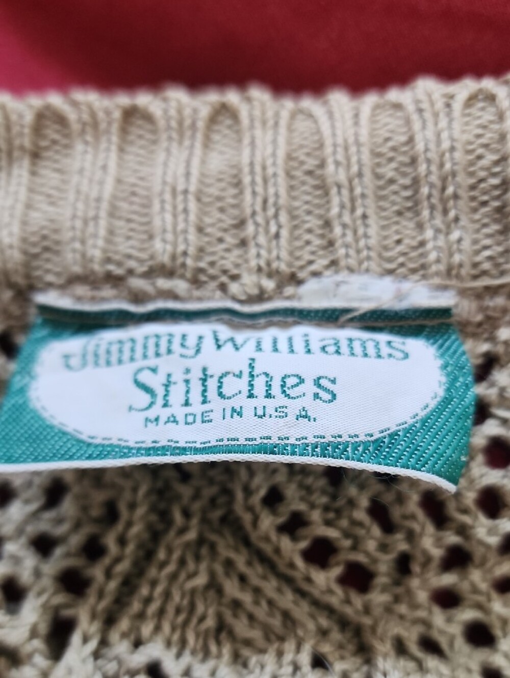 Stitches Taupe Open-Knit Crewneck Sweater - Picture 7 of 10